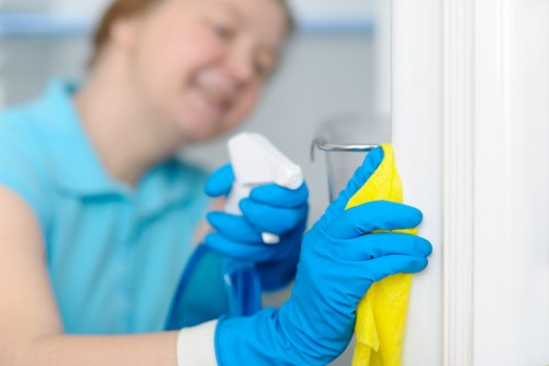 Cleaning team working in a modern apartment building near Elephant and Castle