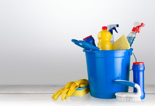 Local cleaners working in a modern Elephant and Castle apartment building