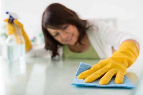 Professional cleaning of moss and grime from a local patio surface
