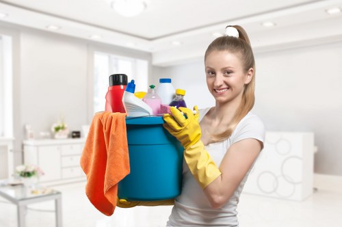 Staff member inspecting a room as part of a risk assessment check